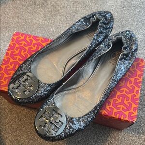 Tory Burch Women's Glitter Ballet Flats - Black